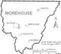 Map of Morehouse Parish Louisiana With Municipal Labels
