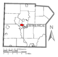 Map of Oakland, Lawrence County, Pennsylvania Highlighted