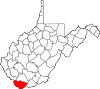 State map highlighting McDowell County