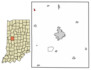 Location of Wingate in Montgomery County, Indiana.