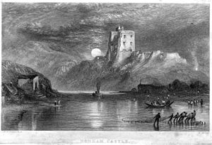 Norham Castle, Moonrise engraving by William Miller after Turner R522