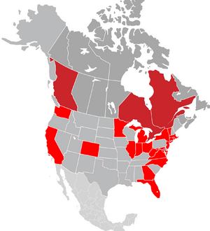 North America W-League Map 2009