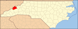 North Carolina Map Highlighting Madison County