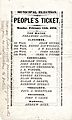 Peoples Ticket, Salt Lake City, circa 1876, Mormons, front of