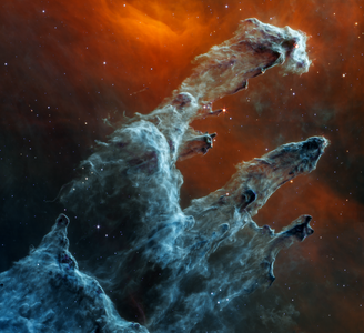 Pillars of creation - JWST, MIRI - STScI-01GFRYYRTCTMX197BY86MBFCR9