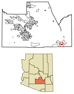 Location of Campo Bonito in Pinal County, Arizona.