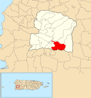 Location of Retiro within the municipality of San Germán shown in red