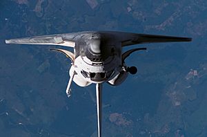 STS 117 overturned shuttle