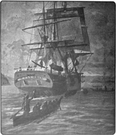 Ship Columbia on river