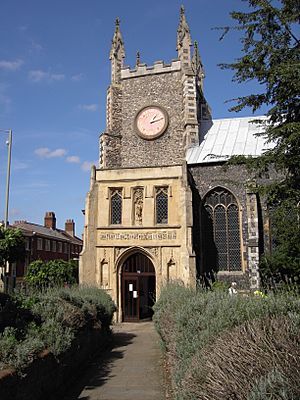 St Michael at Plea, Norwich - through lavender.jpg