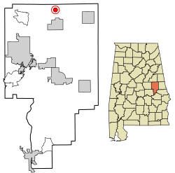 Location of Goldville in Tallapoosa County, Alabama.