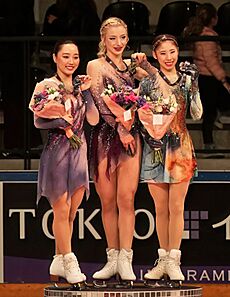 The women's medal ceremony at the 2024 Grand Prix de France
