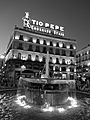 Tio Pepe Neon Advertisment ' Puerta Del Sol ' Madrid, Spain ' photographed at Sunset in black and white