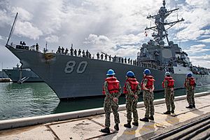 USS Roosevelt pulling into Rota, Spain