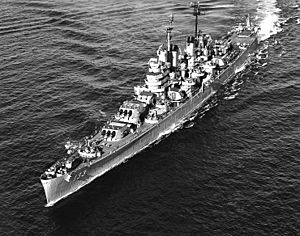 USS Toledo (CA-133) underway off Korea on 6 September 1951 (NH 96901)