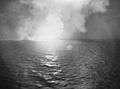 USS West Virginia (BB-48) firing during the Battle of Surigao Strait in October 1944