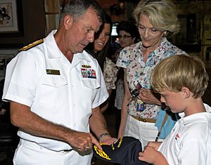 US Navy 110728-N-HQ755-104 Rear Adm. Alton Stocks, commander of Navy Medicine East and Naval Medical Center Portsmouth, speaks about Navy Medicine'