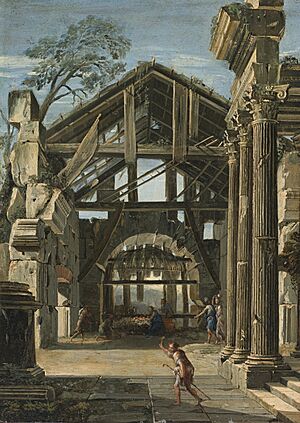 Viviano Codazzi - The Nativity in an ancient ruin