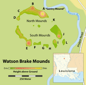 Watson Brake Mounds - Map