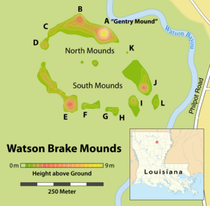 Watson Brake Mounds - Map
