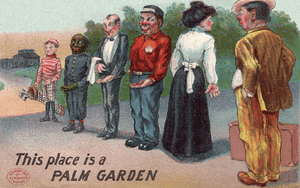 1908 postcard of tip-seeking workers