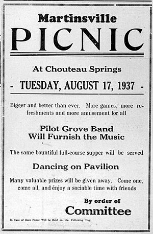 1937 St Martin's Annual Picnic Chouteau Springs Advertisement in 1937 Bunceton Eagle (Missouri)