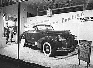 1940 Pontiac Chieftain in showroom York Street Sydney AUSTRALIA January 1940