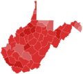 2020 United States Senate election in West Virginia results map by county