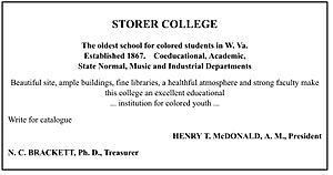 Advertisement for Storer College
