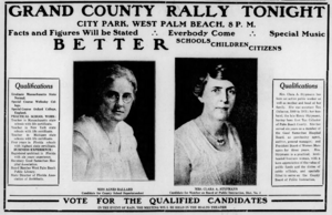 Agnes Ballard campaign rally ad October 29 1920