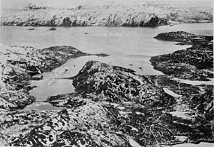 Battleship Tirptiz in Kaafjord during May 1943