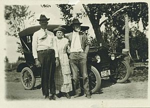 Clyde Ebbert Walter, Catherine Ebbert, & William B. Ebbert at the Ebbert Ranch (ca. 1924)