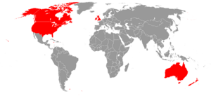 Countries where over 50% of the population are native English speakers