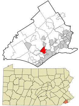 Location in Delaware County and the U.S. state of Pennsylvania