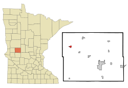 Location of Evansville, Minnesota