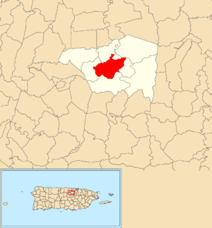 Location of Galateo within the municipality of Toa Alta shown in red