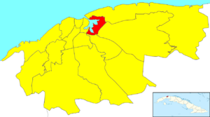 Location of Regla in Havana