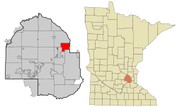 Location of the city of Brooklyn Centerwithin Hennepin County, Minnesota