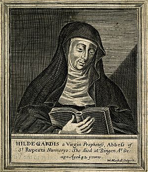 Hildegard von Bingen. Line engraving by W. Marshall. Wellcome V0002761