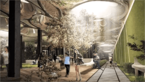 A rendering of the proposed Lowline park design