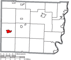 Location of Barnesville in Belmont County