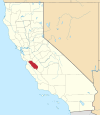 State map highlighting San Benito County