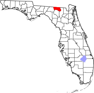 Map of Florida highlighting Hamilton County