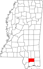 Map of Mississippi highlighting Stone County