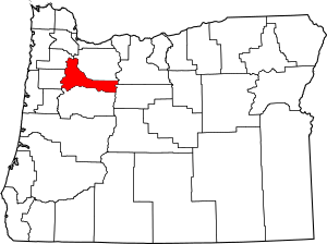 Map of Oregon highlighting Marion County
