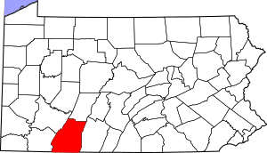 Map of Pennsylvania highlighting Somerset County