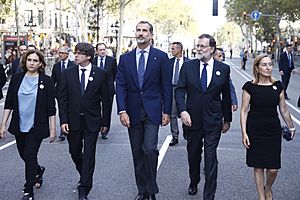 Mariano Rajoy asiste a la manifestación antiterrorista celebrada en Barcelona