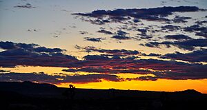 Old Woman Springs Ridge at evening twilight, Johnson Valley, California USA