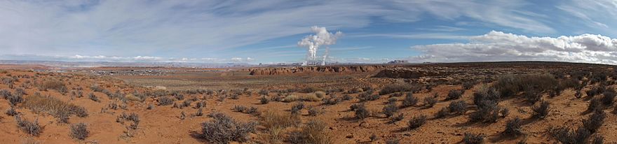 Page to LeChee, Arizona panorama looking east, including Navajo Generating Station