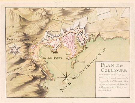 Plan de Collioure au 18e siècle